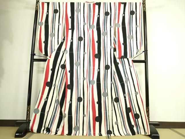 平和屋着物●小振袖 二尺袖 抽象間道 洗える着物 DAAX1937op