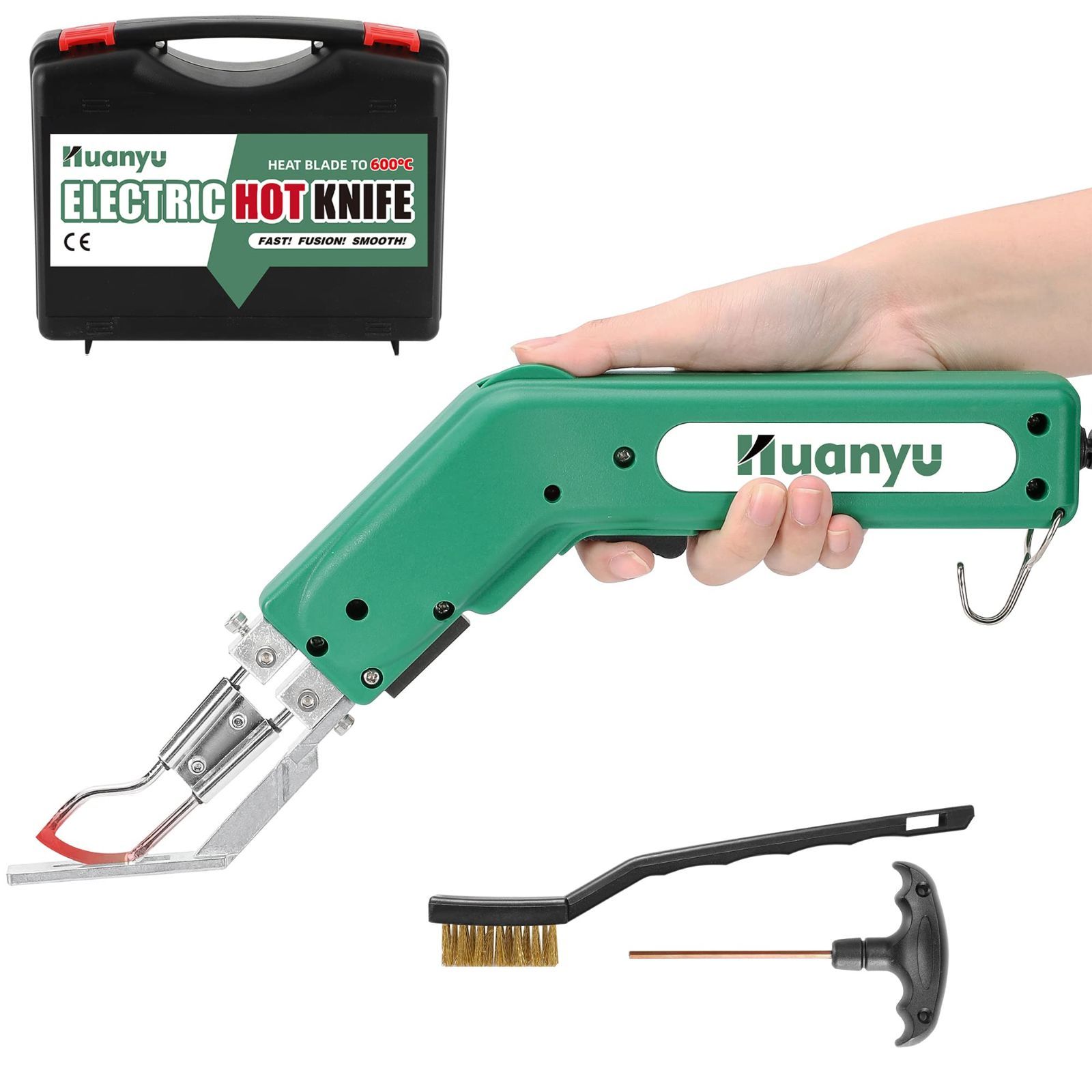Huanyu ホットカッター ホットナイフ 600℃加熱調節 110V|100W ナイロン|布|ロープ|プラスチック|スチロール カット用 100W R型ナイフ