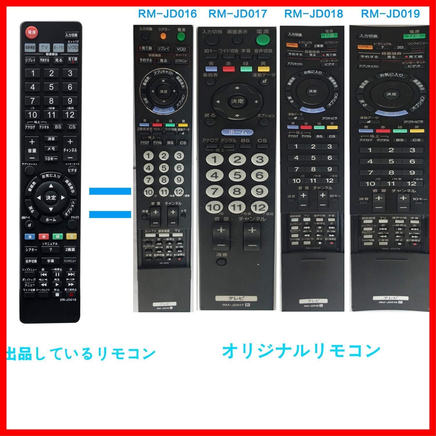 即納AULCMEET ブランド テレビ用リモコン fit for ソニー RM-JD016 RM-JD017 RM-JD018 RM-JD010  RM-JD019 KDL-19J5 KDL-20J1 KDL-22J5 KDL-26J1 KDL-26J5 K - メルカリ