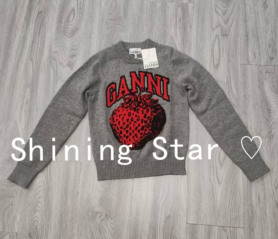 新品未使用 】 GANNI /ガニー ロゴ ニット セーター グレー 