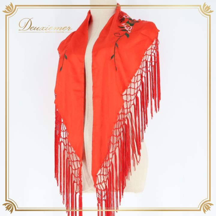 フラメンコ衣装 ハンドメイド 赤と黒のファルダ フラメンコ衣装