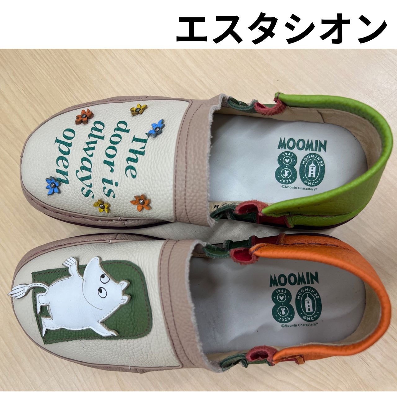 エスタシオン×ムーミン80周年記念コラボ TGE 623 本革 スリッポンシューズ MOOMIN
