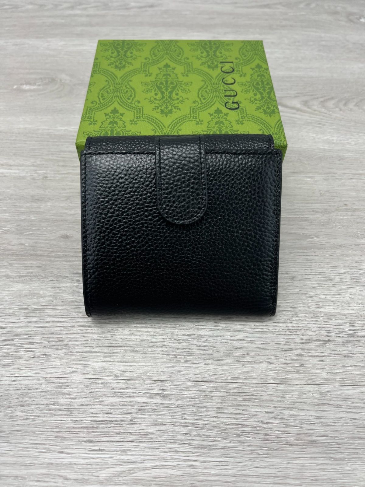GGスエードレザー ショートウォレット ブラック イタリア製 環境配慮型レザー | ♥品