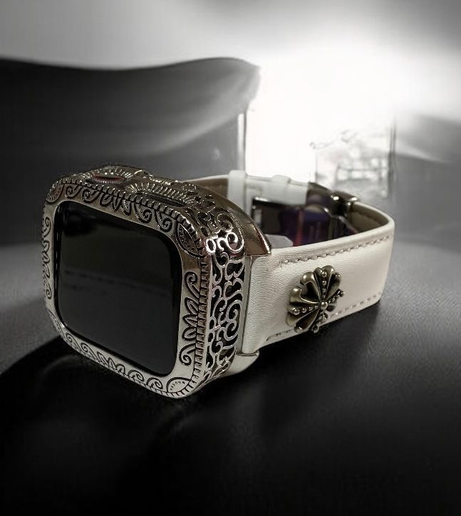 彫刻調メタルカバー＆本革レザーバンドセット Apple Watch Ultra Ultra 2 49mm用 98