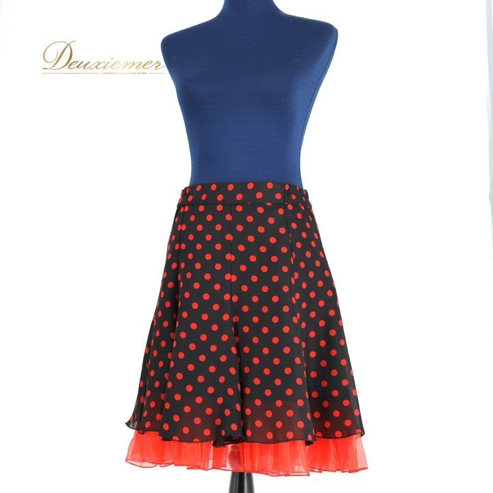 新品　社交ダンス　スカート　黒　白　水玉　パーティ　タンゴ　1271　クイック 新品 社交ダンス スカート 黒 白 水玉 パーティ タンゴ 1271