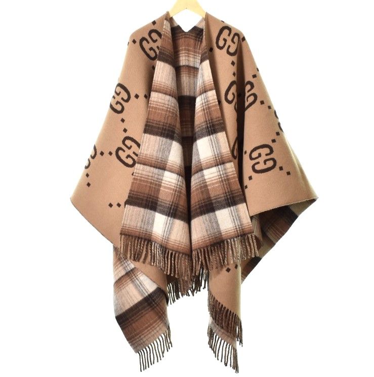 GUCCI グッチ イタリア製 GGロゴ リバーシブルポンチョ 145x185cm