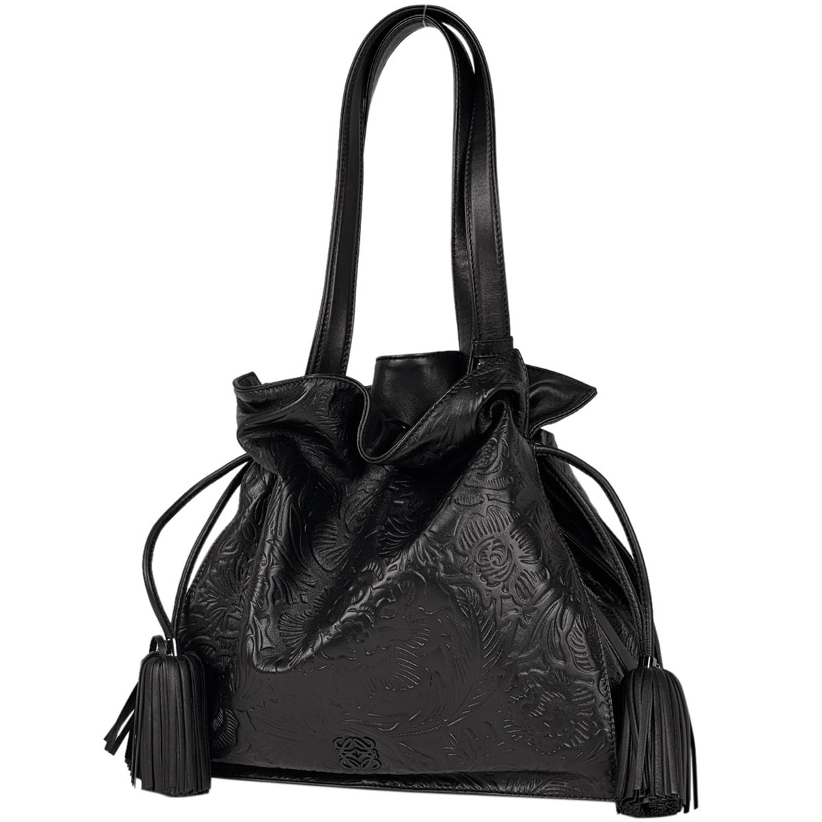 ロエベ LOEWE フラメンコ 30 アナグラム フリンジ フラワーモチーフ  