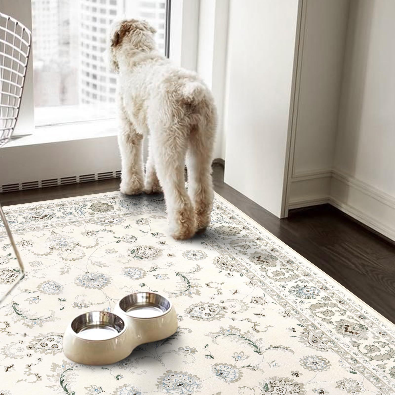 抗菌防臭 オールシーズン適用 シェニール ラグマット 室内用 防音 花柄