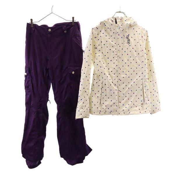 バートン スノーボードウエア 上下 セットアップ 上:S/下:M アイボリー系×紫 BURTON スキーウエア レディース 【中古】  【231107】