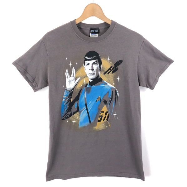 【古着】 STARTREK スタートレック キャラクターTシャツ ミスタースポック TVドラマ 映画 グレー系 メンズS 【中古】 n055607