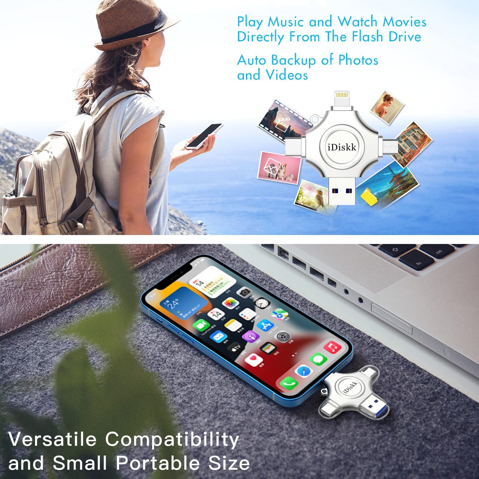 iPad iPhone iPhone ワンクリック自動バックアップ プラグ-プレイ シリーズ Mac Android OTG アイフォンデータ保存 携帯のスペース拡張 外部ストレージ 512GB Lightning USB Type-C Microコネク VETTDRUCK_DE