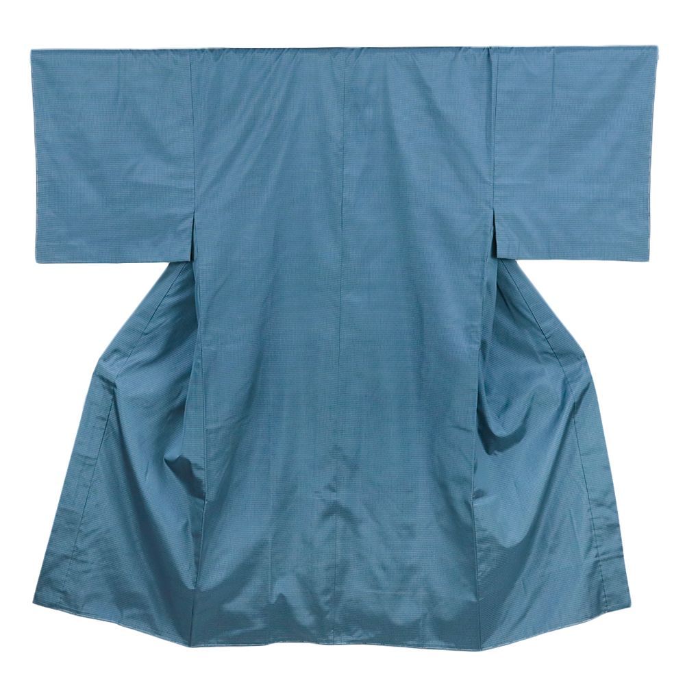 長襦袢 本場 大島紬 着物 リサイクル 新古品 メンズ 正絹 着物 半衿付き 青 黒 亀甲文様 お洒落 身丈134.5cm 裄70cm No.3-0470