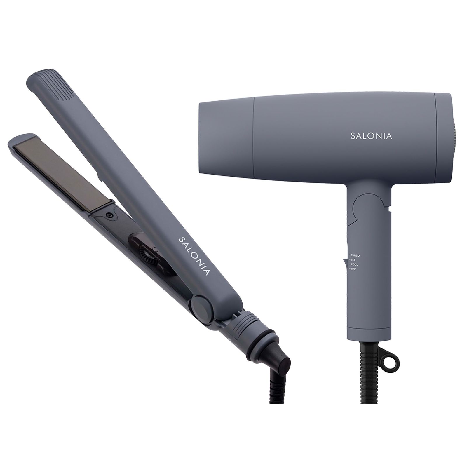 SALONIA サロニア スターターセット ドライヤー ヘアアイロン 24mm グレー