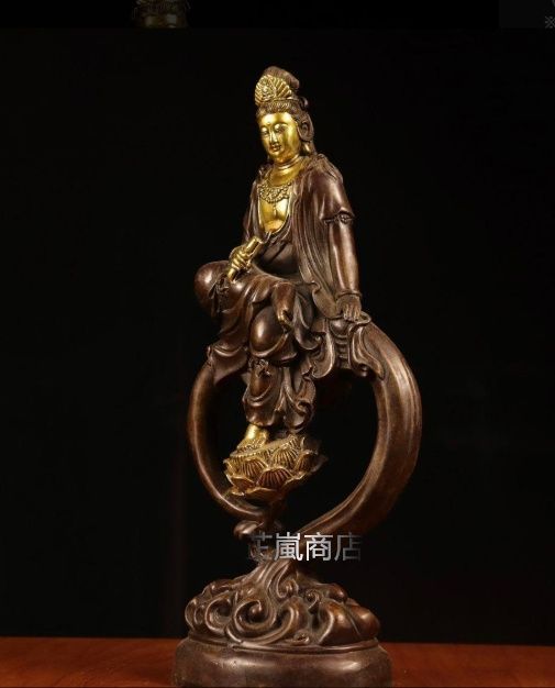 自在観音 置物 銅器 観音菩薩仏像 書道具 文房具装飾品 工芸品 美術品 銅器 観音菩薩仏像 書道具 文房具装飾品 工芸品 美術品 自在観音