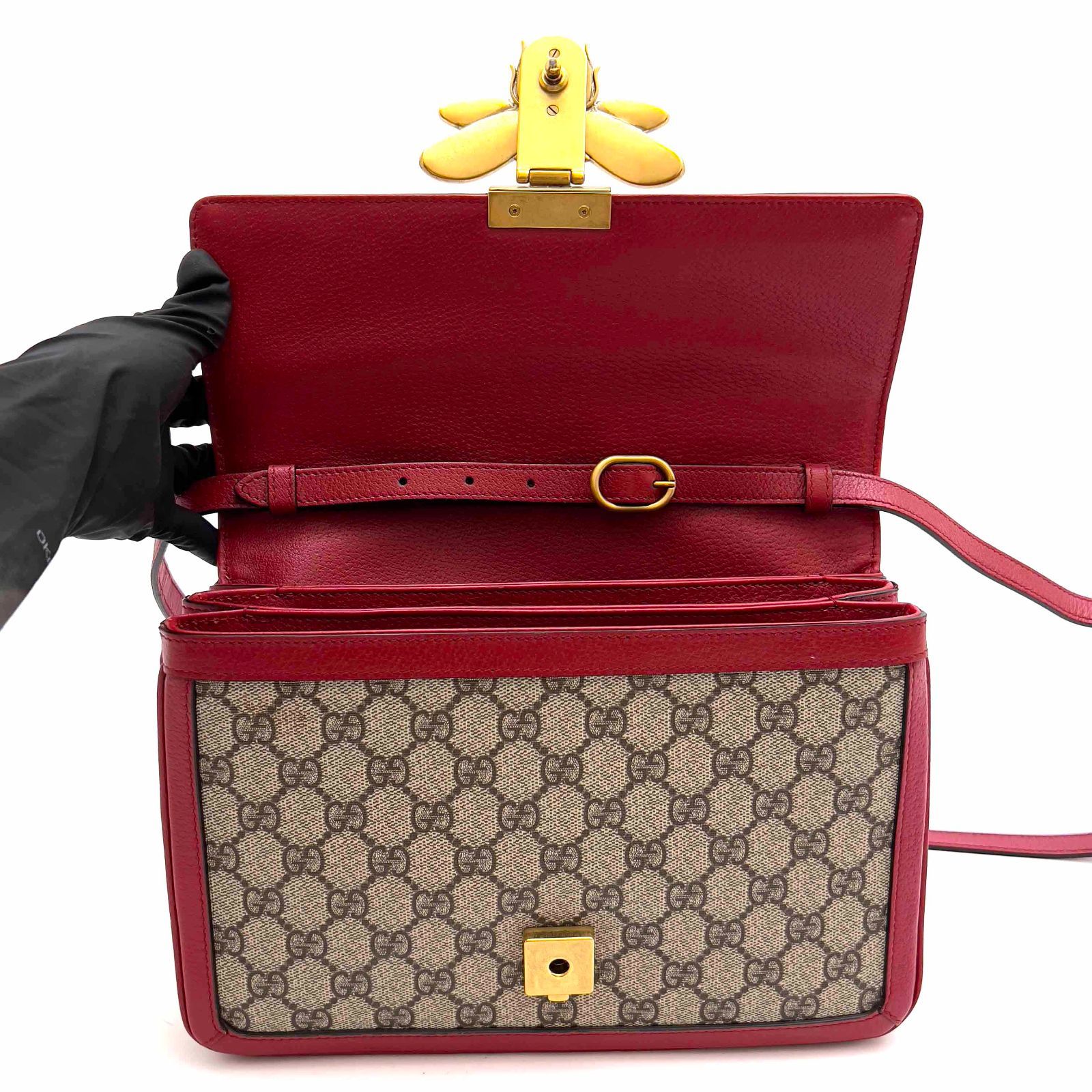 GUCCI グッチ ビー クイーン マーガレット キャンバス レザー 