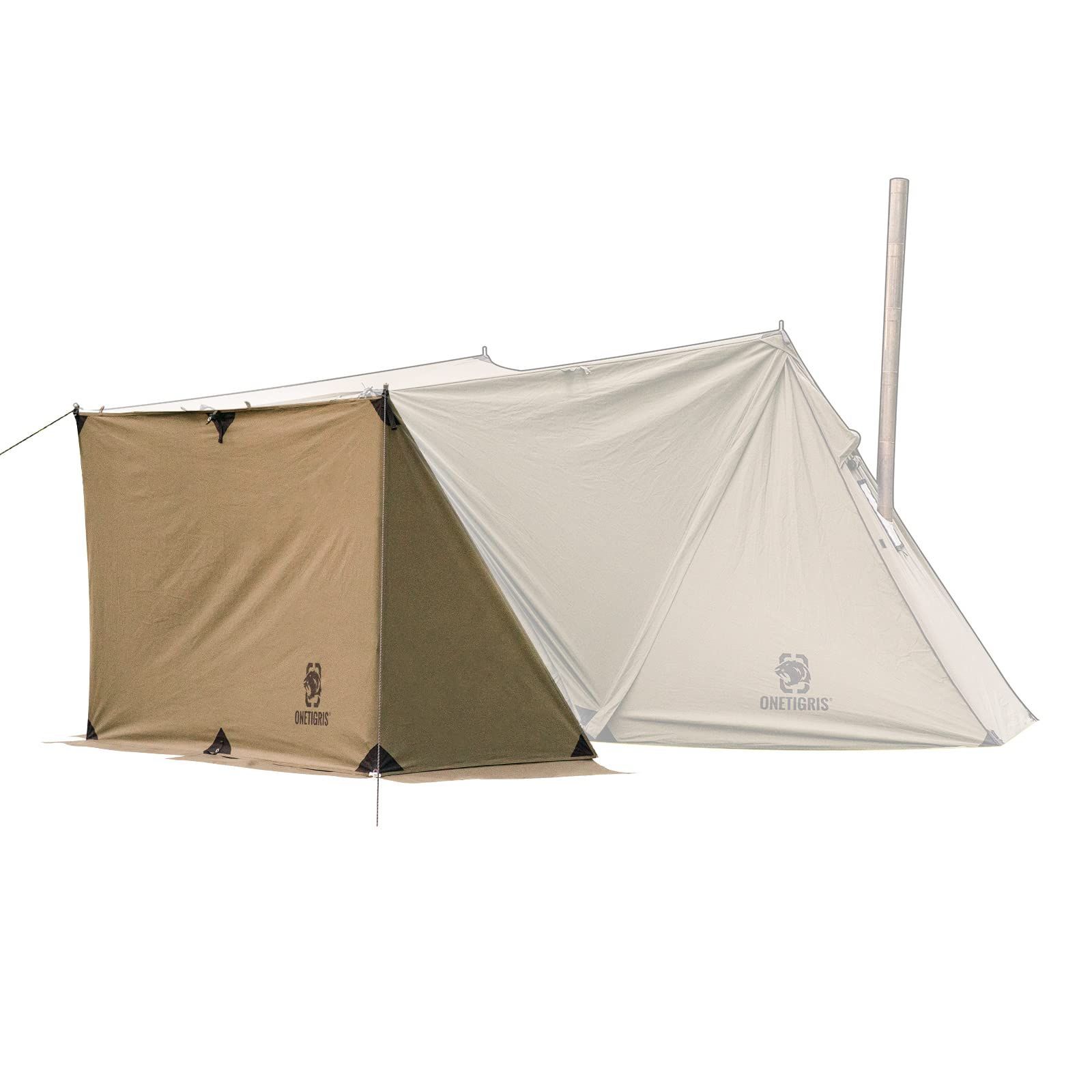 Amazon | GOGlamping G・G PUP 2.0パップテント専用 前幕tc 1人用 炎幕 ポリコットンテント多機能前幕  中央の耐水ファスナー 【着脱可能なファスナー付き】 焚き火可 難燃 遮光 日よけ 撥水 開閉可能 コンパクト ソロ用キャンプ 4シーズン適用  (カーキ) | GOGlamping | タープ