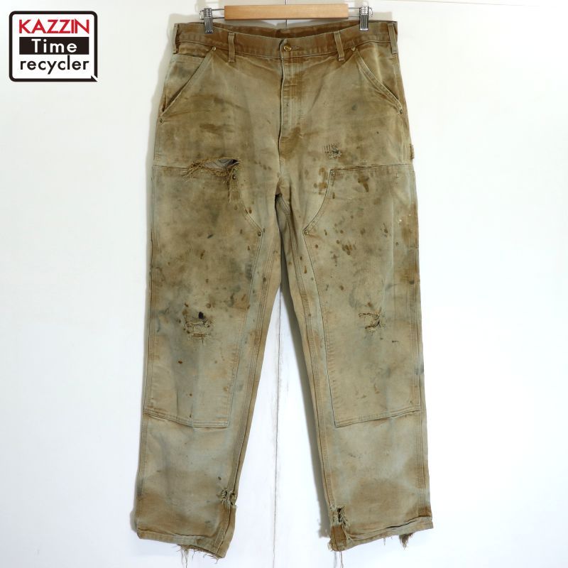 00s Carhartt 無地 ダブルニー 襤褸 ボロ ダック ペインターパンツ メンズ XLサイズ相当 ビッグサイズ オーバーサイズ