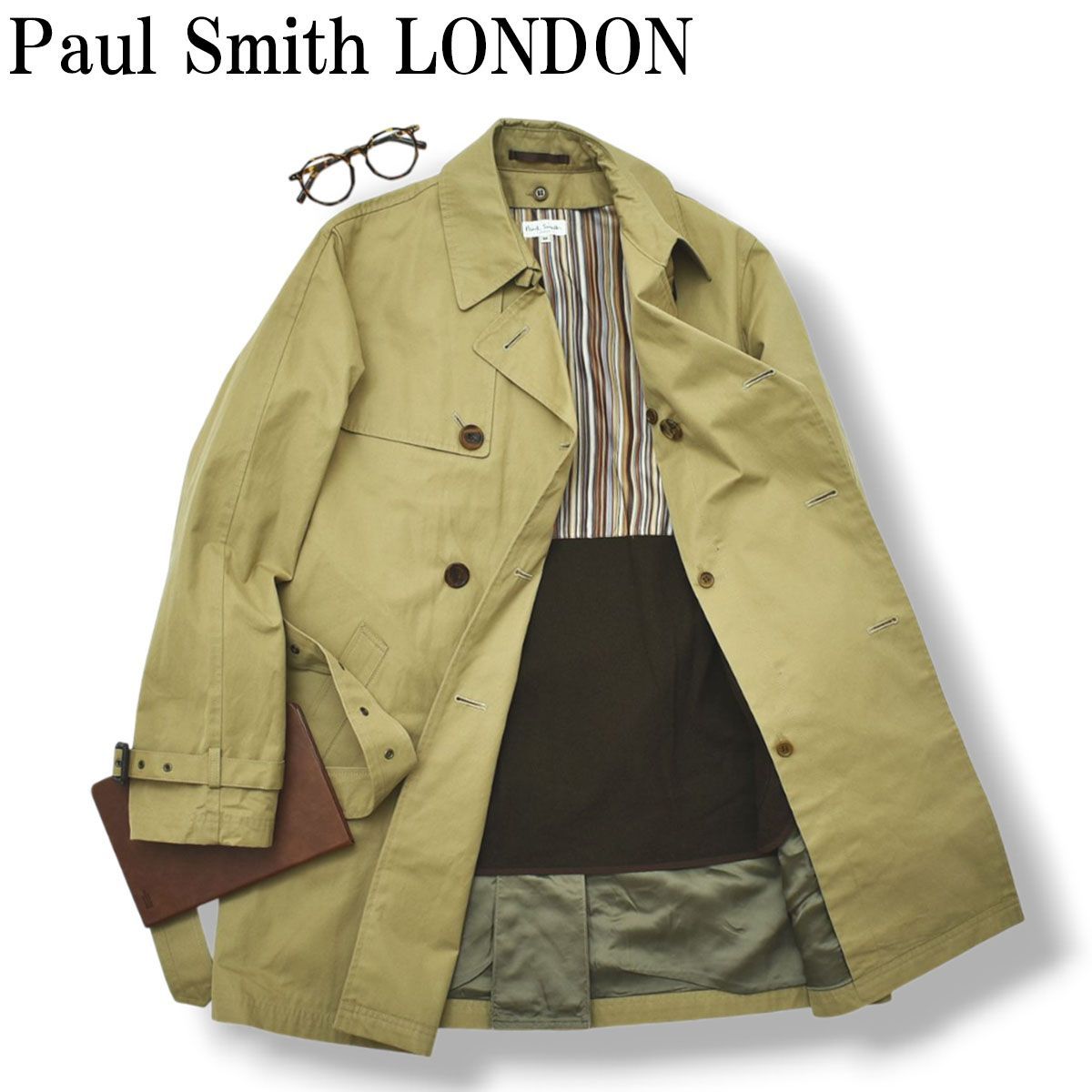 PAUL SMITH LONDONポールスミス ロンドン 高級ウール ベロアパイピングチェスターコート[MCTA72798] ポールスミス ロンドン Paul Smith LONDON マルチストライプ柄ライナー