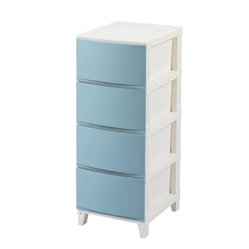 サンカ ルームス 収納 チェスト サンドブルー スリム 4段 (幅34×奥行42×高