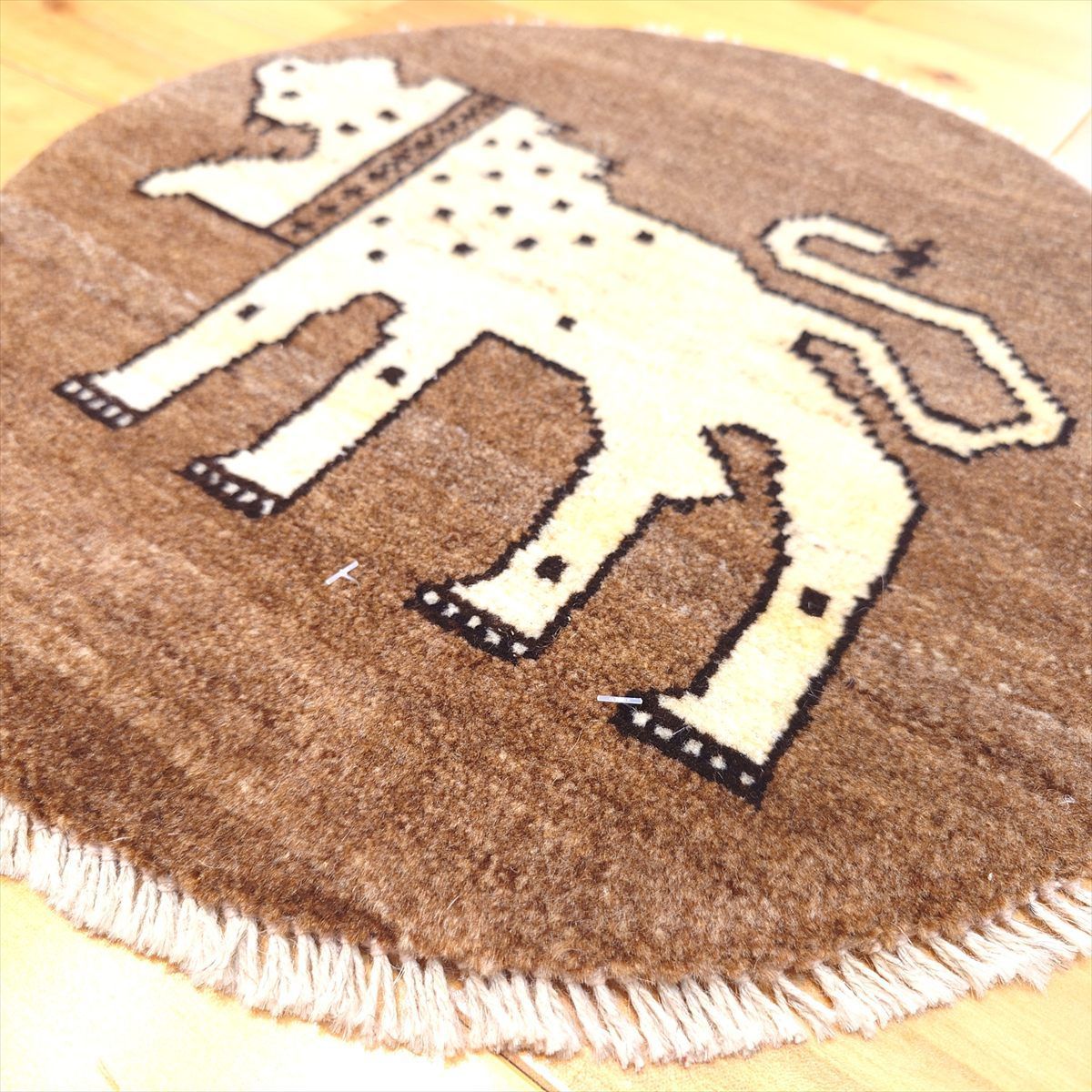 ペルシャ ギャッベ アマレバフト ミニマット 横40.5Φ40㎝ 円形