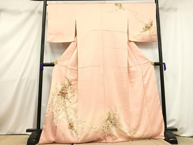 平和屋着物○男性 紬 アンサンブル 色無地 薄花色 キングサイズ 正絹  