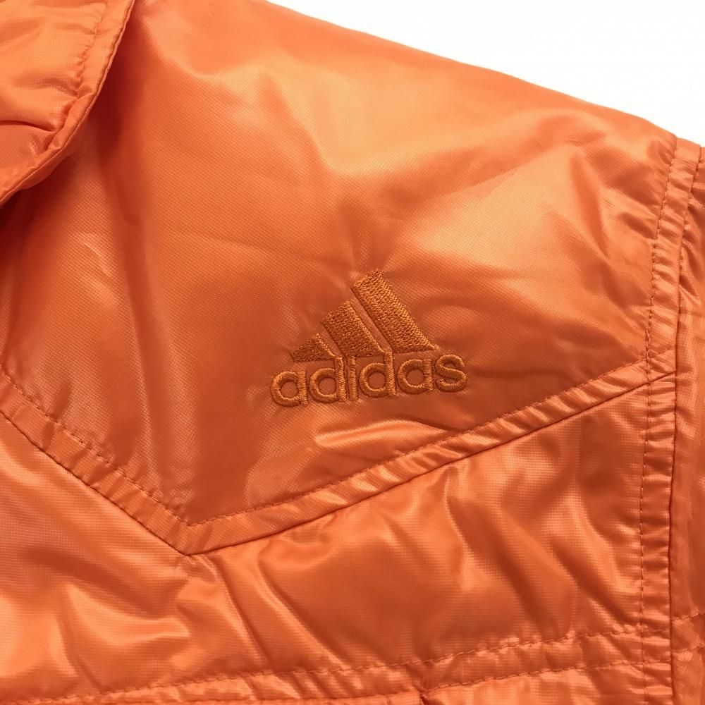 激安 超 アディダス 半袖ダウンジャケット オレンジ×ライトオレンジ 光沢感 背面切替 メンズ O XG XL ゴルフウェア adidas