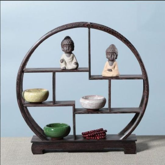 新品・未使用】 飾り棚 木製 丸型 オープンシェルフ