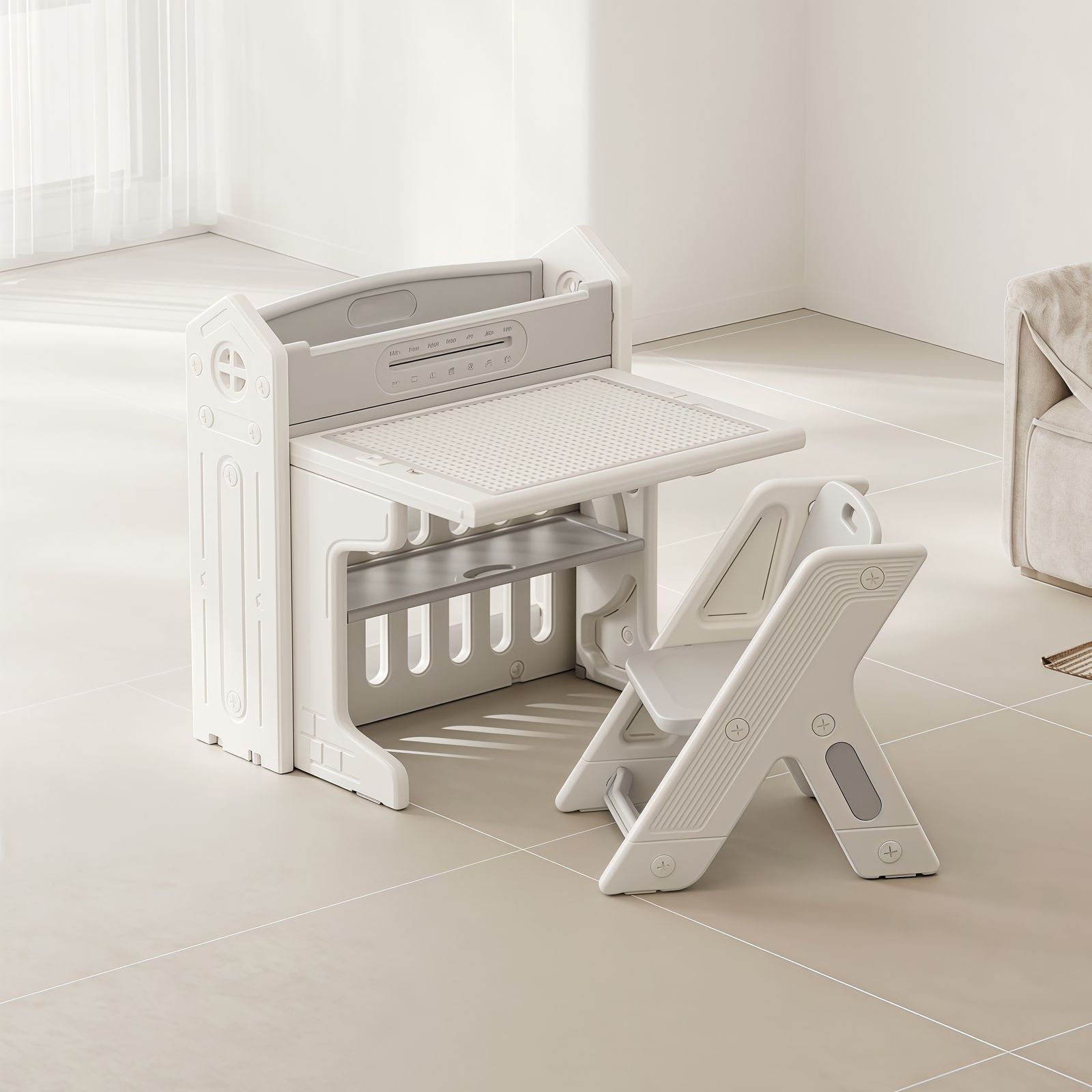 16 割 折りたたみキッズデスク チェア セット 省スペース お絵描きデスク 棚付き キッズテーブル ミニテーブル 子供用 学習色机セット 勉強机 学習デスク お絵かきボード テーブル