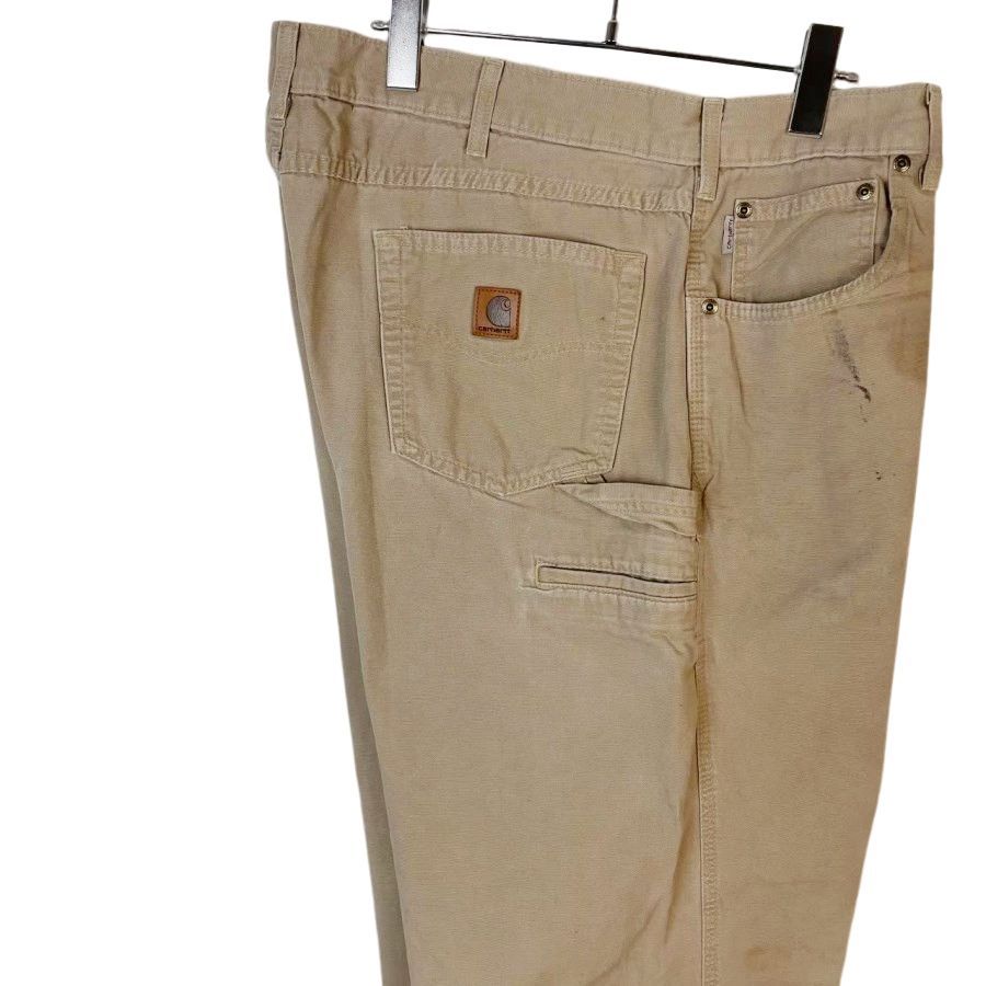 CarharttカーハートB159ダックペインターパンツカーペンターパンツワークパンツ革タグレザーパッチベージュカーキLOOSEFITルーズフィットvintageヴィンテージ50117