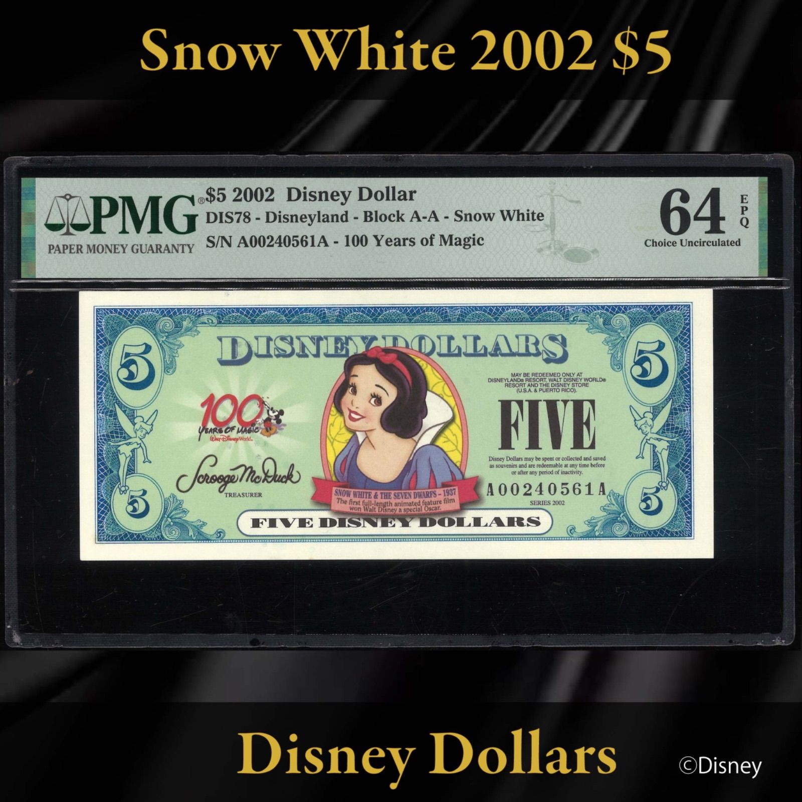 ディズニーダラー 2002年 5ドル 白雪姫/100 Years of Magic ディズニーダラー 2002年 5ドル 白雪姫/100 Years of Magic