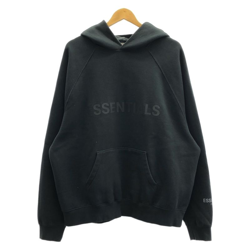 【中古】ESSENTIALS　ロゴパーカー　黒　M　エッセンシャルズ[66]