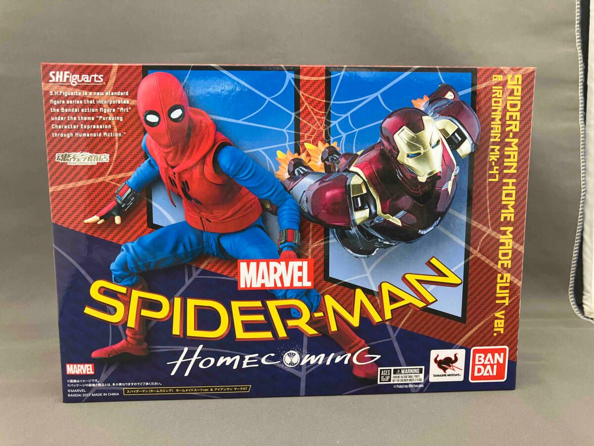 S.H.Figuarts スパイダｰマン(ホｰムカミング) ホｰムメイドスｰツver.u0026アイアンマン マｰク47 魂ウェブ商店限定