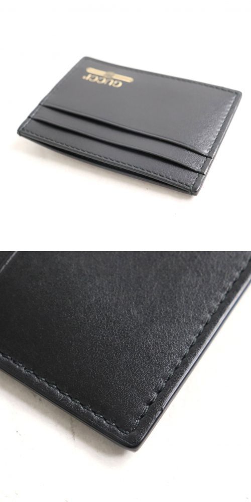 極美品▽GUCCI グッチ 547594 ロゴ入り マネークリップ付 レザー