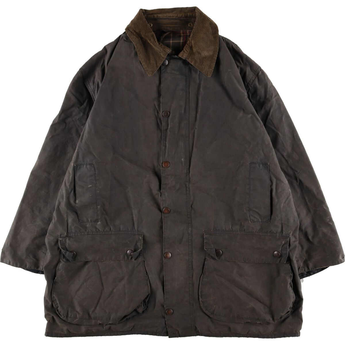 古着 90年代 バブアー Barbour BORDER ボーダー 旧3ワラント ワックスコットン オイルドジャケット 英国製 C46  メンズXL/eaa343648