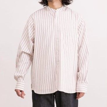 SCYE BASICS サイベーシックス 日本製 STRIPED COTTON OXFORD GRANDAD