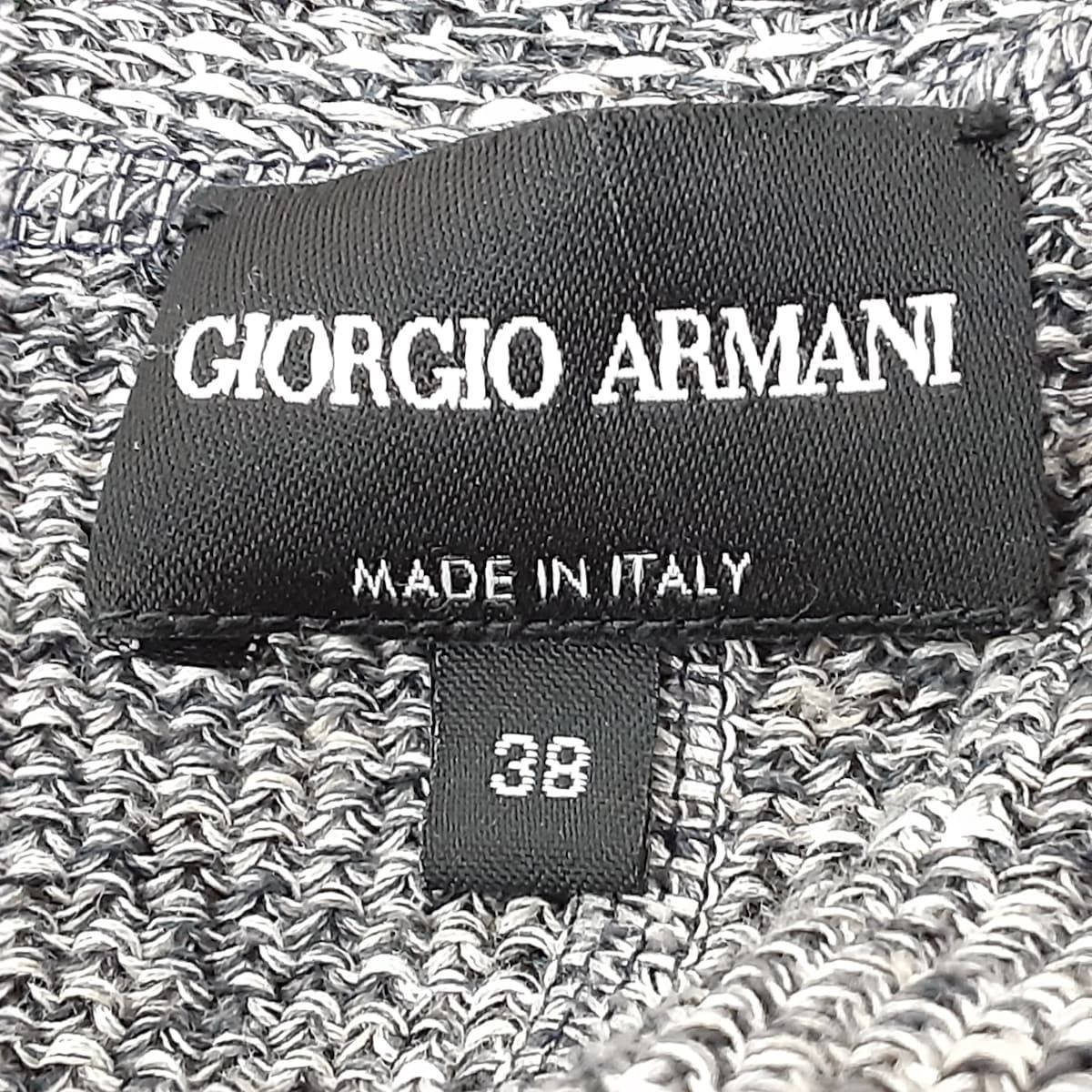 GIORGIOARMANI(ジョルジオアルマーニ) カーディガン サイズ38 S レディース美品 - 黒×グレー×白 長袖/肩パッド - メルカリ