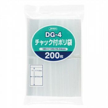 ジャパックス チャック付ポリ袋 DG-4 透明 200枚×50冊 DG-4
