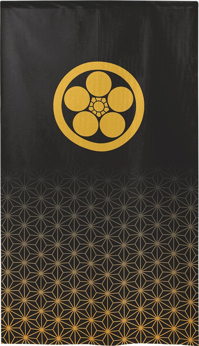 ■SIMON BAKER■のれん「家紋 丸に梅蜂 麻の葉」85x150cm ×7枚セット【日本製】暖簾 和風 家紋 目隠し 間仕切り ディズニー 伊藤若冲【家紋のれん】【匿名配送らくらくメルカリ便全国送料無料】