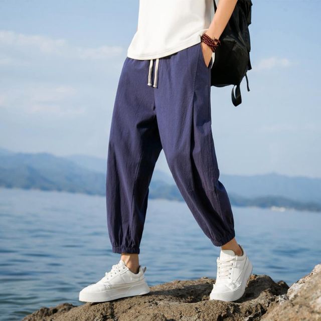 種類61：4XL/J：ダークブルー 赤 メンズ ファッション 服 男性用 オシャレ シンプル 大人 かっこいい 大きいサイズ ストリート 紳士服 春秋 夏 綿 パンツ 薄手 ストレート ワイド レッグ オーバ