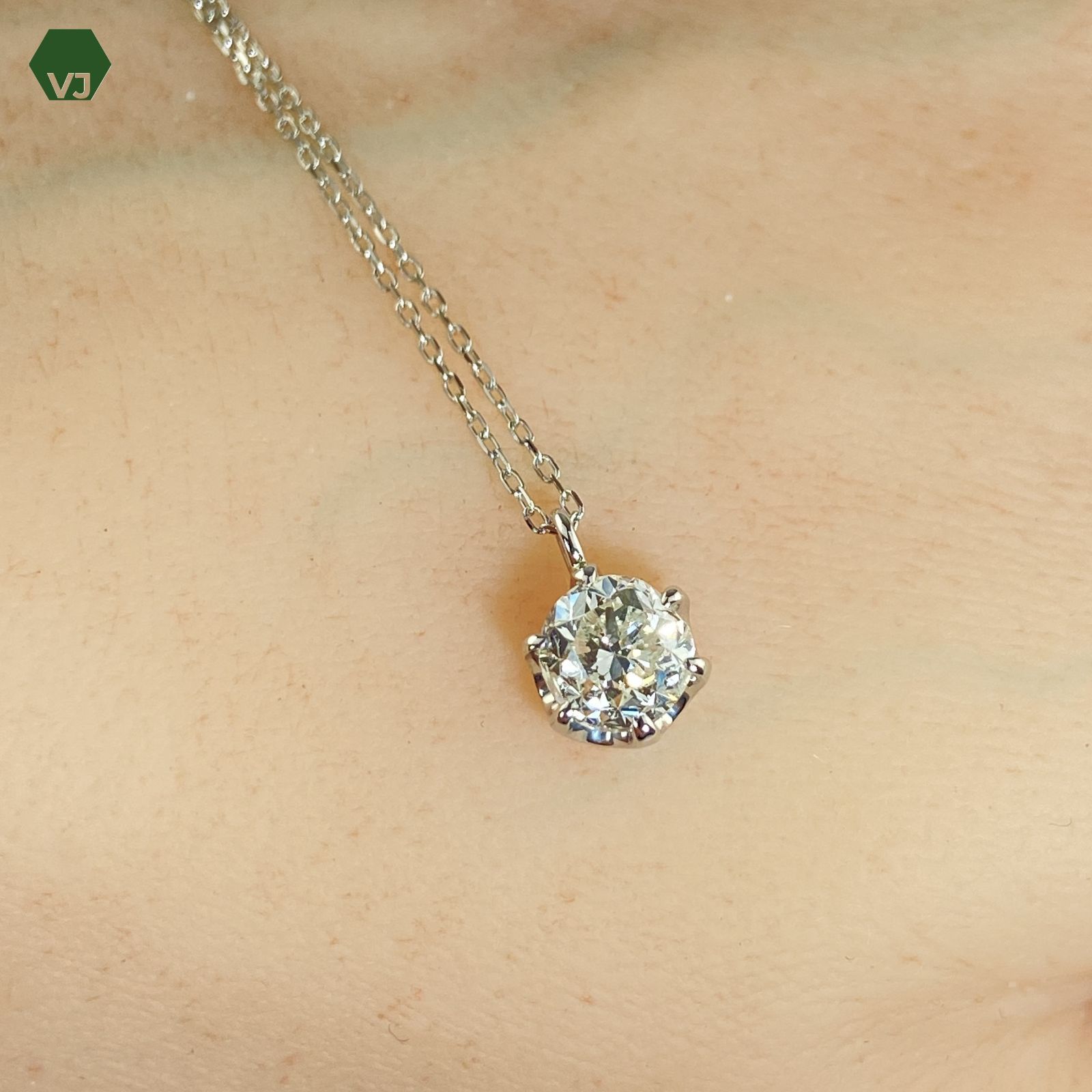 23-11】一粒ダイヤモンド ネックレス D1.005ct【中古】【PT900/PT850 