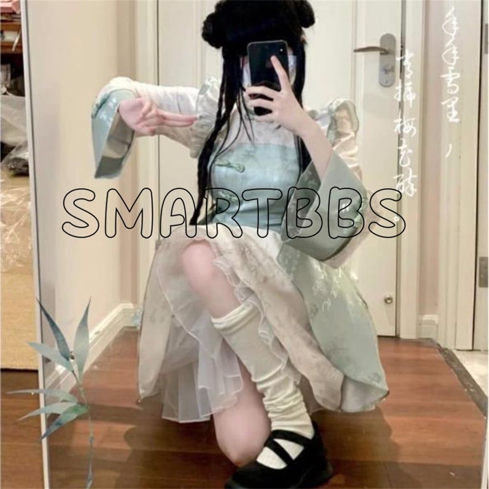 グリーン パンダ チャイナ風 ロリィタ メイド セットアップ 地雷系