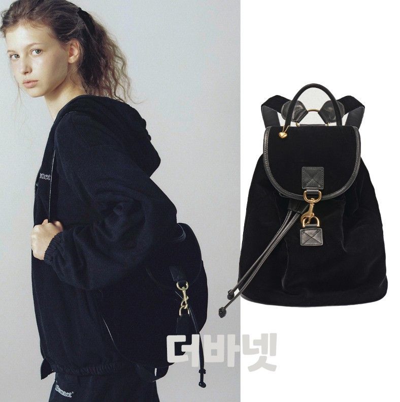 the barnnet ベロア ブラック リュック ハートチャーム付き the Barnnetリュック