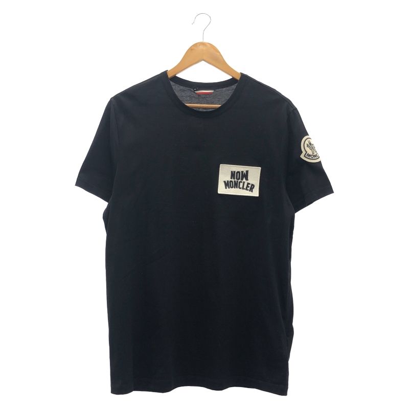 MONCLER MAGLIA T-SHIRT サイズL 黒 デカロゴワッペン モンクレール 91