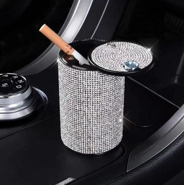 車用 灰皿 ふた付き灰皿 キラキラ 消臭 車内タバコ かわいい ドリンクホルダー 大容量