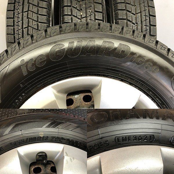 未来 タイヤ走行短め YK iG60 155 80R13 スタッドレス トヨタ ヴィッツ パッソ 純正ホイール 13インチ 4.5J4HPCD100 21年製 STD007 送料無料。