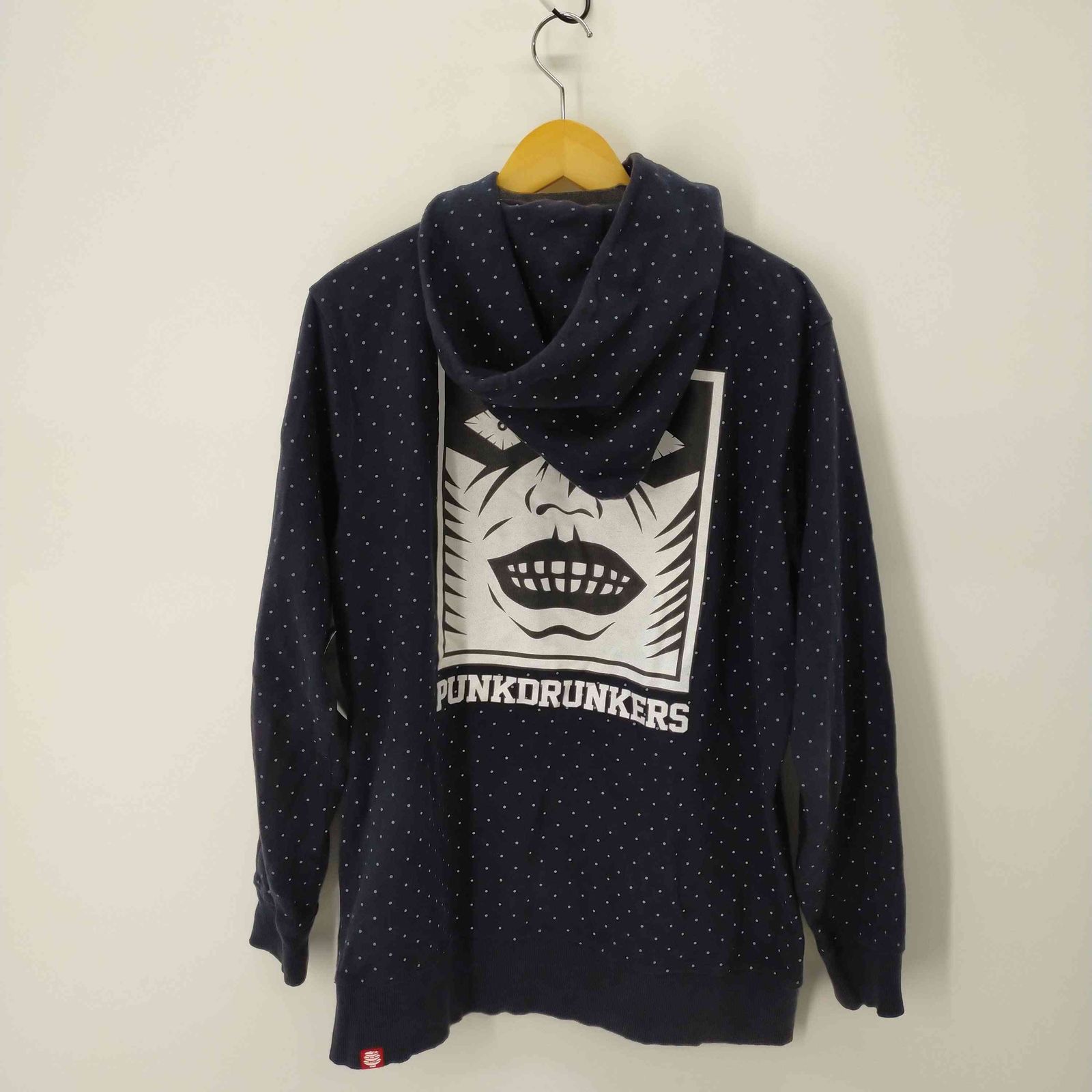 【Y2K/超激レア】パンクドランカーズ ボックスロゴ ドットパーカー 墨黒 パンクドランカーズ PUNK DRUNKERS Surprise BOX LOGO ドット柄