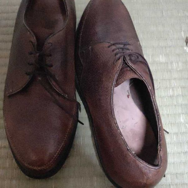 試着交換OK！60s-70sビンテージ☆アレンエドモンズ/Allen Edmonds Turf-Skos ★9.5C 26.5-27.0程度 茶★豚革/ボアハイド Uチップ レザーシューズ 希少品◆XA7 #BUZZBERG