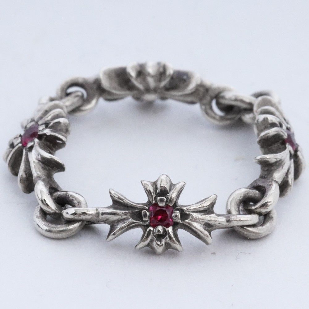 11号 CHROME HEARTS タイニーE CHプラスリング with ルビー シルバー