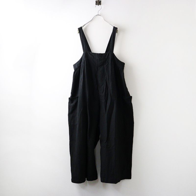 2025AW ネストローブ nest Robe ブラックリネンワイドサロペット F|ブラック トップス ボトムス オーバーオール 2400014347180