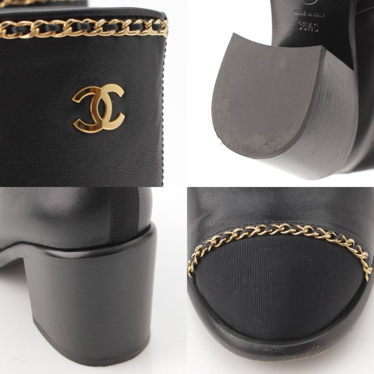 シャネル】Chanel ココマーク チェーン レザー ロングブーツ G37830